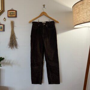 Everlane Corduroy Straight-Leg Crop Pant 25" Waist Chocolate Brown
